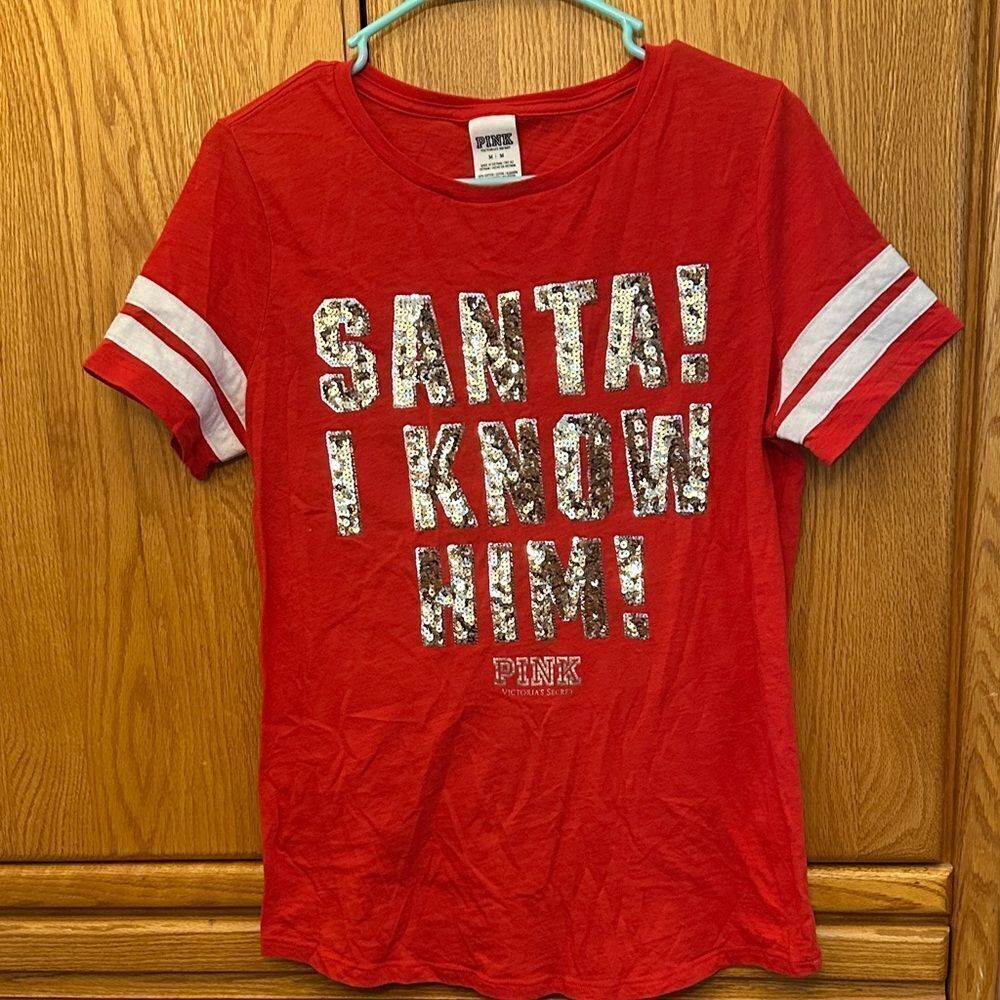 Pink Sequin holiday elf tee